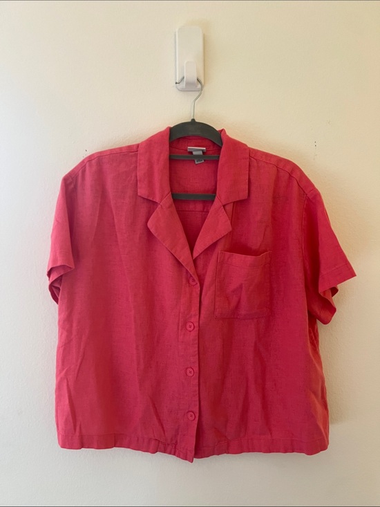 a new day Tops - a new day Target Coral Pink Short Sleeve Button Front Linen Camp Summer Shirt M